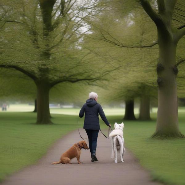 A dog owner meeting a potential dog walker in Glasgow