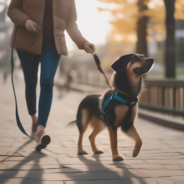 Dog Walking Correctly with a No-Pull Harness