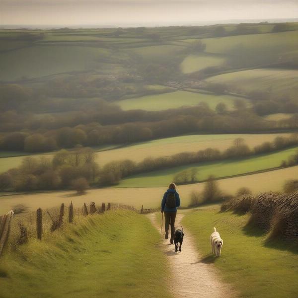 Dog walking on the Cotswold Way