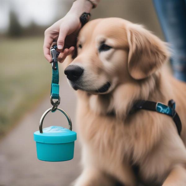 Dog Walking Essentials: Leash, Poop Bag Dispenser, and Water Bowl