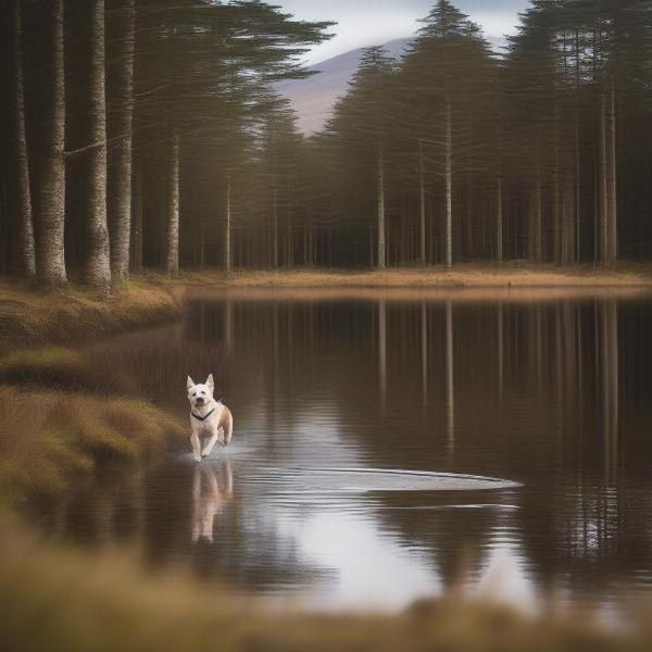 Dog walking in Galloway Forest Park