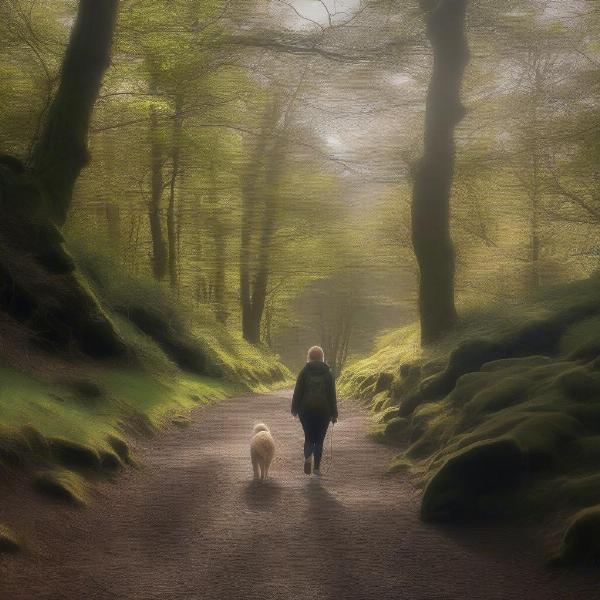 Dog walking in Hardcastle Crags, Hebden Bridge