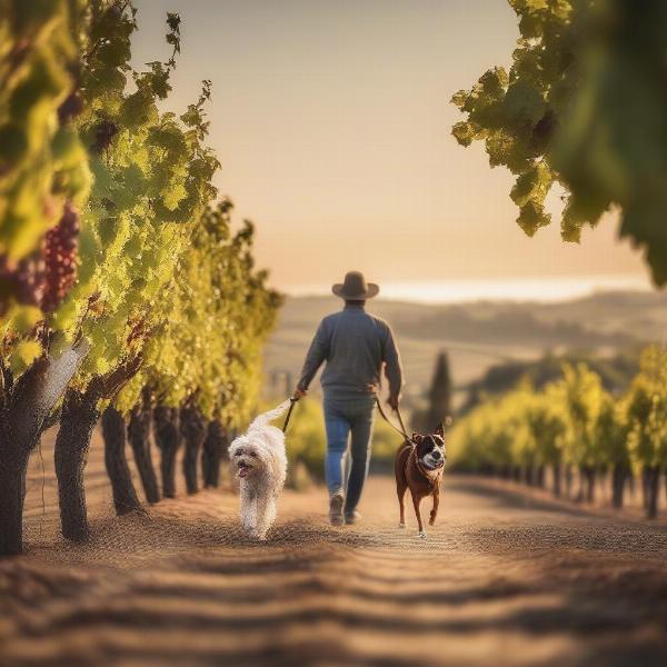 Dog Walking in Napa Valley Vineyards