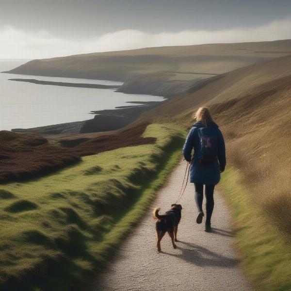 Dog walking near a hotel in Isle of Man