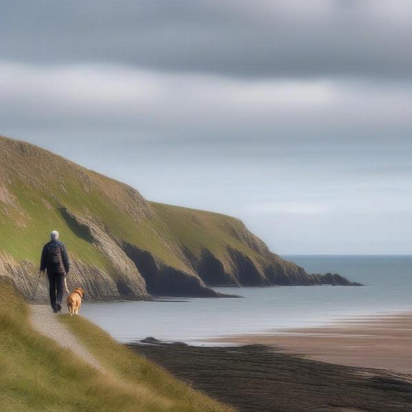 Dog walking on the Pembrokeshire Coastal Path