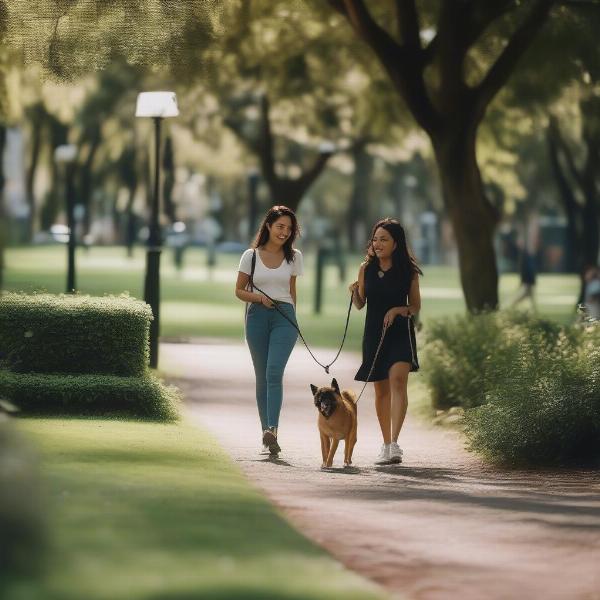 Dog walking in a Perth park