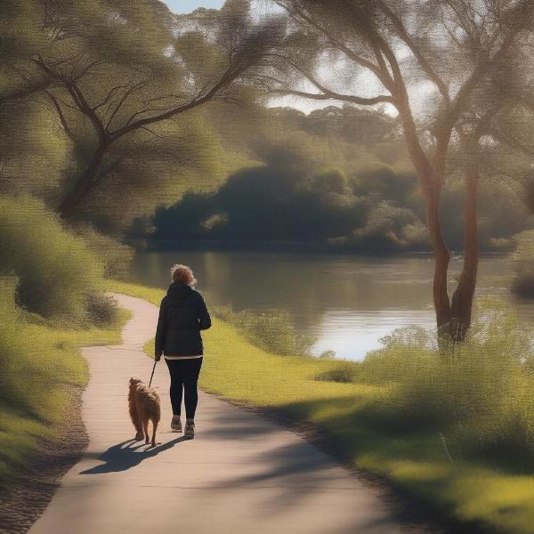 Dog walking in Pound Bend Reserve, Warrandyte