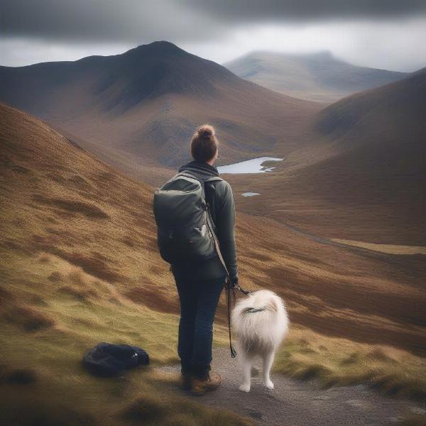 Dog walking in Snowdonia National Park, North Wales