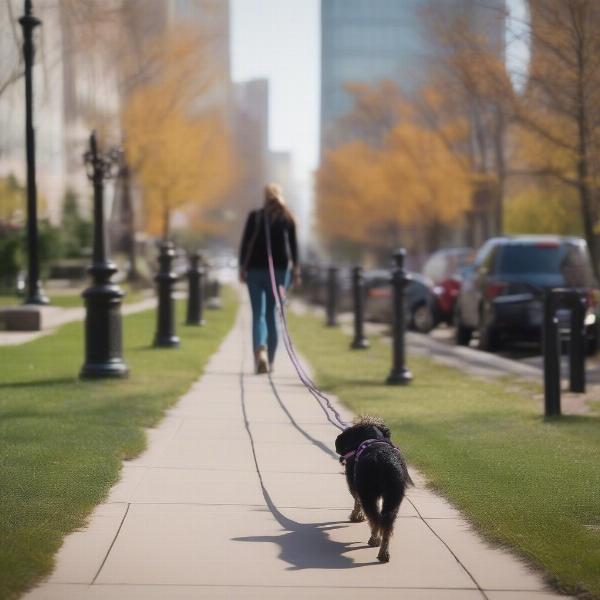 Dog walking with a 6-foot leash