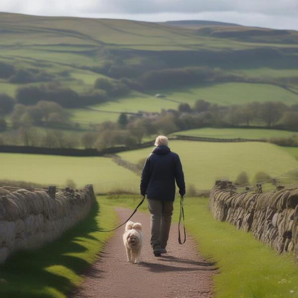 Dog walking in Wooler, Northumberland before heading to the pub