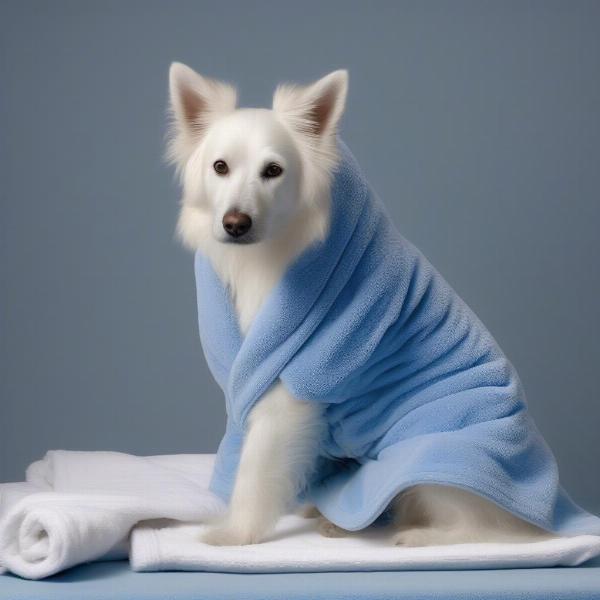 Dog Wearing a Robe After Bath