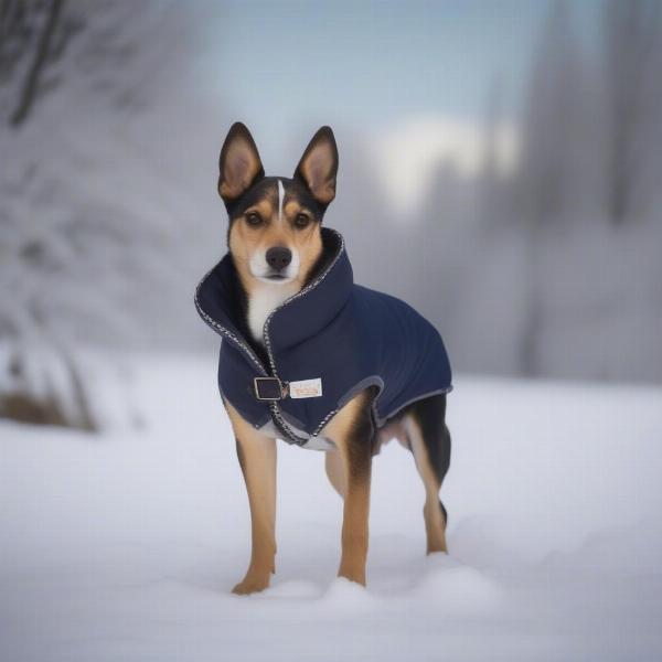 Dog Wearing Caribu Coat in Winter