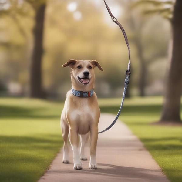 Dog Wearing a Chaco Collar on a Walk