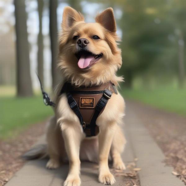 Dog Wearing a Chewbacca Harness