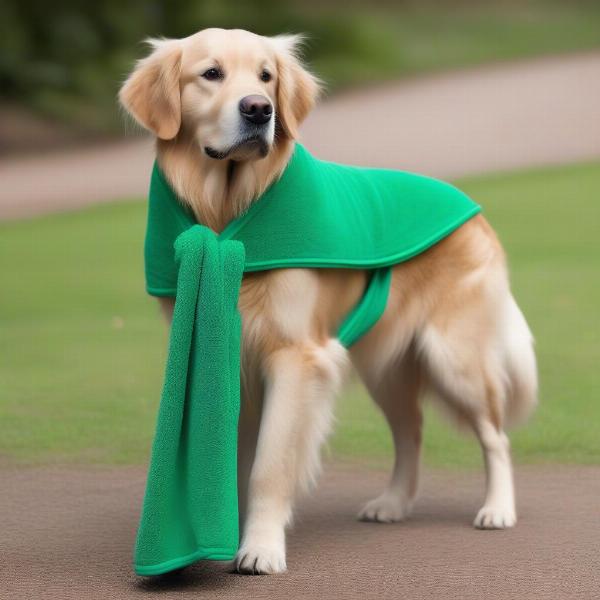 Dog with Correctly Fitted Towel Wrap