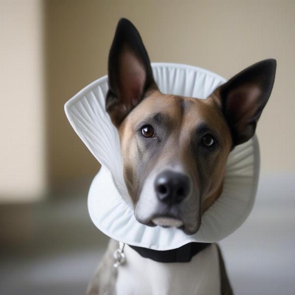 Dog wearing an Elizabethan collar