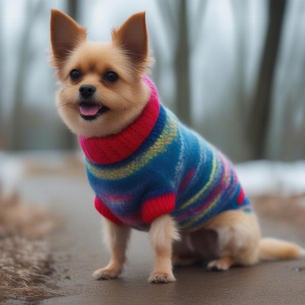 Dog Wearing Jumper in Winter