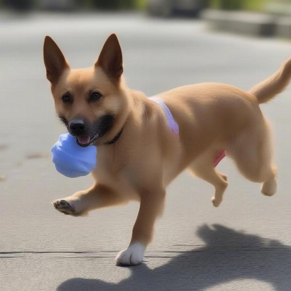 A Dog Comfortably Wearing a Medium-Sized Diaper