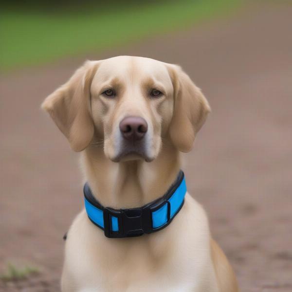 A dog wearing a mosquito repellent collar