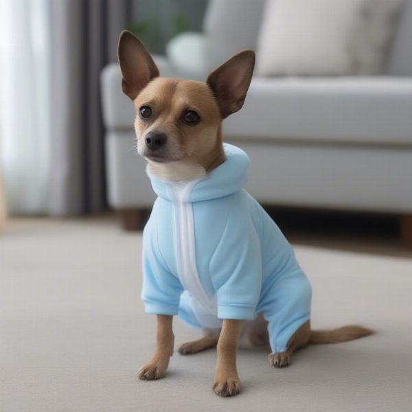 Dog Wearing Post-Surgery Onesie