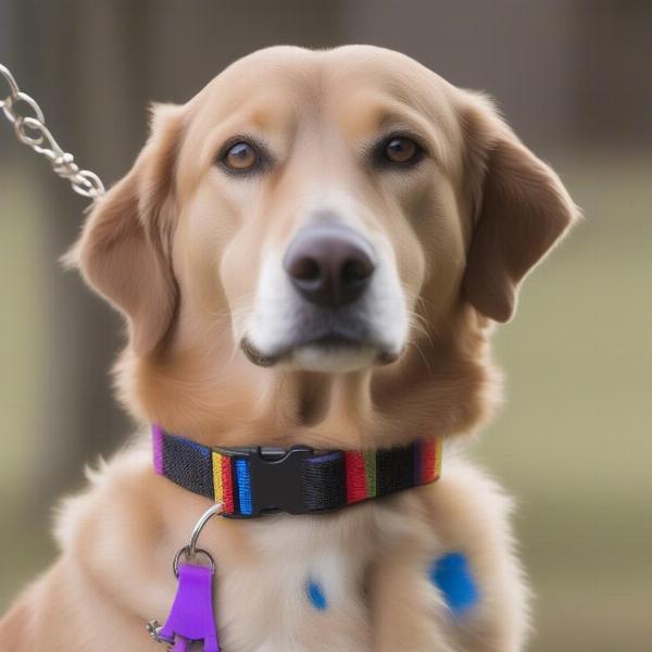 Dog Wearing a Pride Collar Comfortably