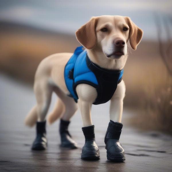 Dog Wearing Protective Booties