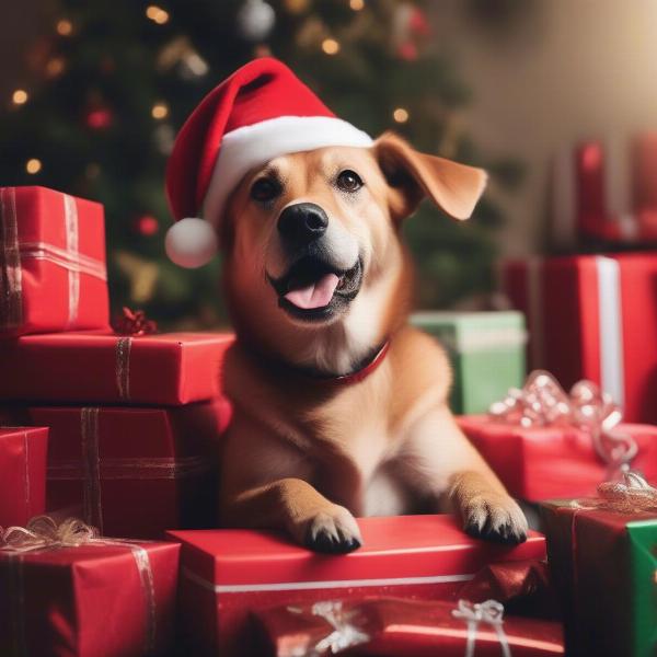 Dog Wearing Santa Hat