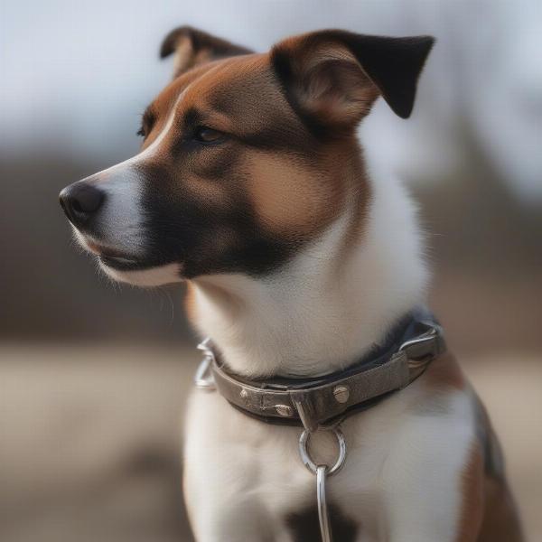 Dog Wearing Spiked Collar Safely