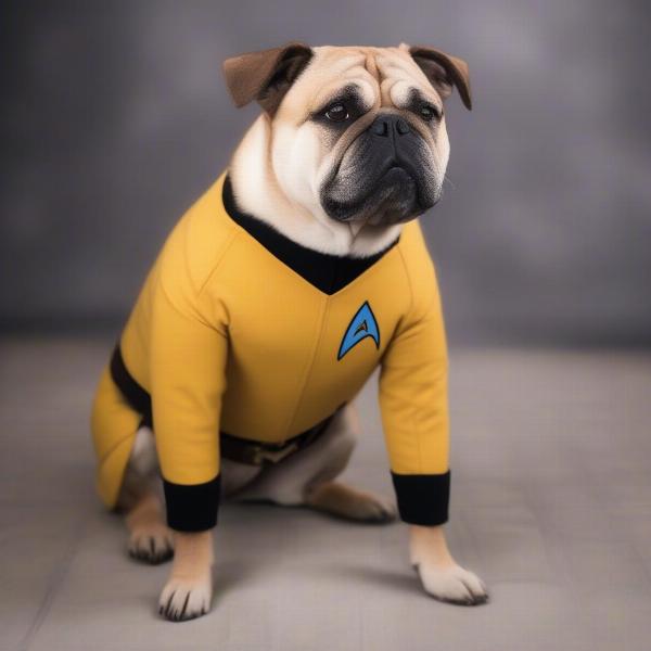 Dog Wearing Star Trek Costume Safely