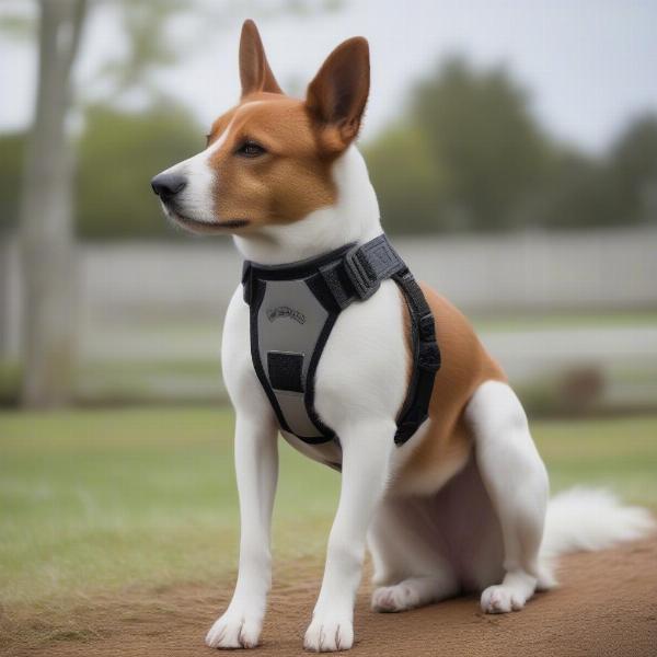 Dog properly fitted with suspender boots