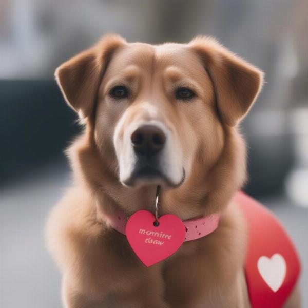 Dog with Valentine Collar and ID Tag