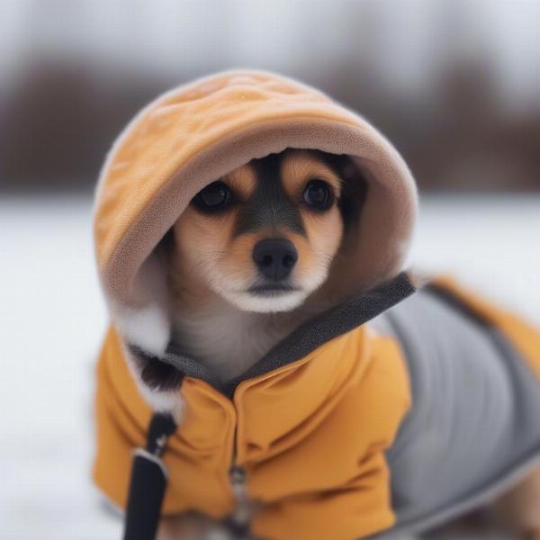 Dog wearing a winter coat