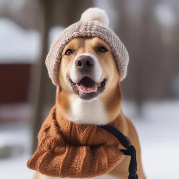 Dog wearing a winter hat