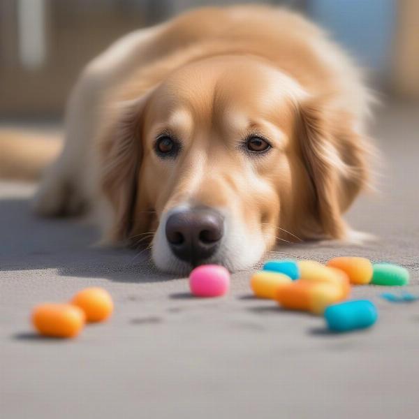 Dog with Blindness Playing with Toys