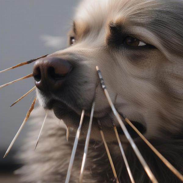 Dog with Porcupine Quills