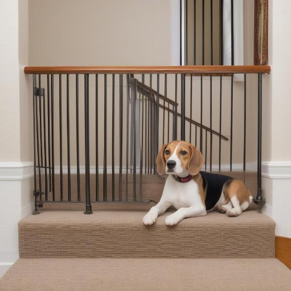 Dog with Stair Guard