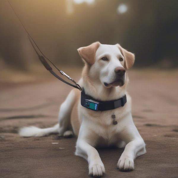 Dog with Tracker and ID Tag