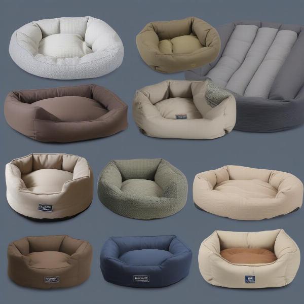 Different materials used in dog beds, highlighting durability and comfort for large dogs.