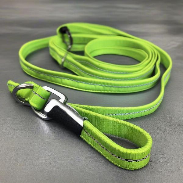 Durable Lime Green Dog Leash with Reflective Stitching