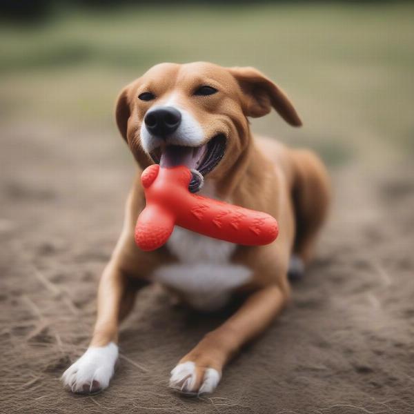 Durable rubber hot dog toy for aggressive chewers