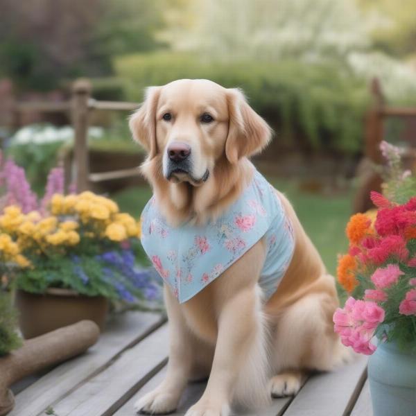 Dog wearing a pastel dress for Easter