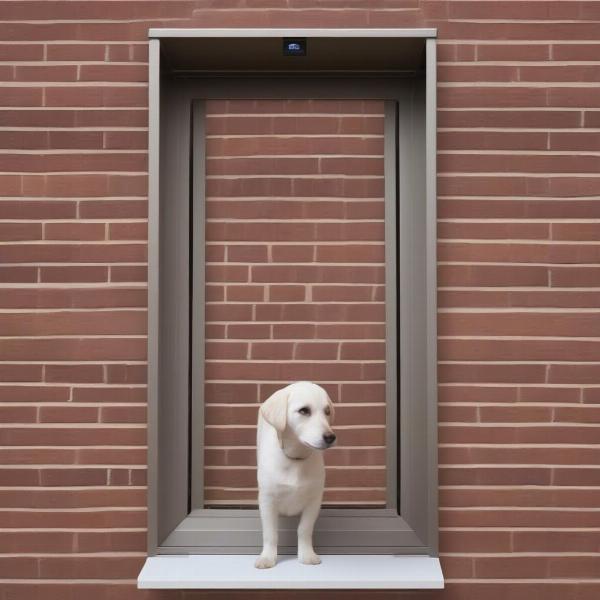 Electronic dog door installed in a wall