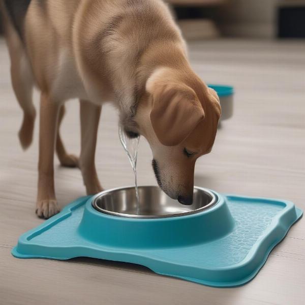 Elevated Dog Water Bowl with Mat