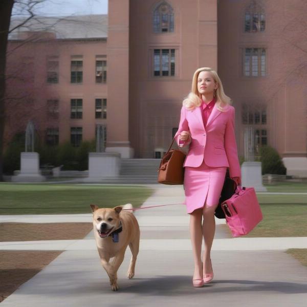 Elle Woods and Bruiser at Harvard