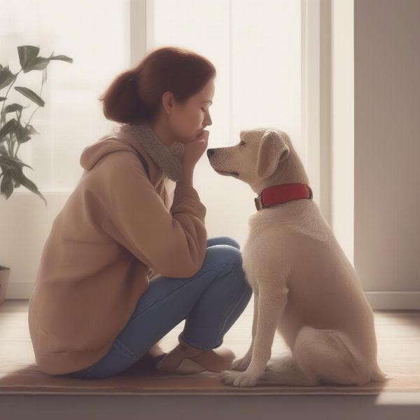 Emotional support dog providing comfort to its owner.