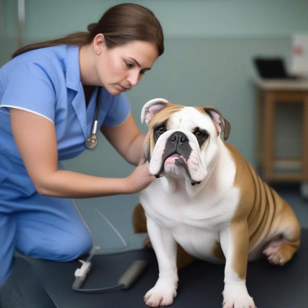 English Bulldog Stud Dog Undergoing a Health Checkup