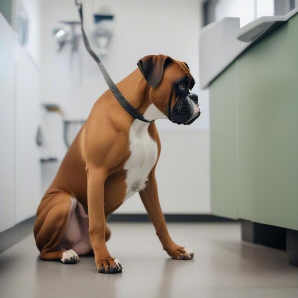 Euro Boxer Dog at the vet