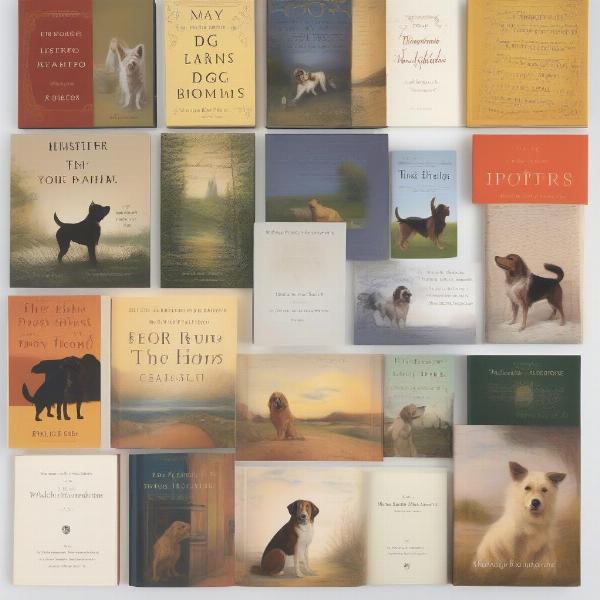 A collection of classic and modern dog poetry books, showcasing the enduring theme of human-dog companionship in literature.