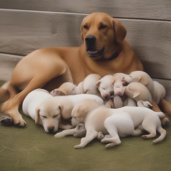 First Time Mother Dog with Puppies