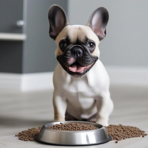 French Bulldog puppy enjoying its meal